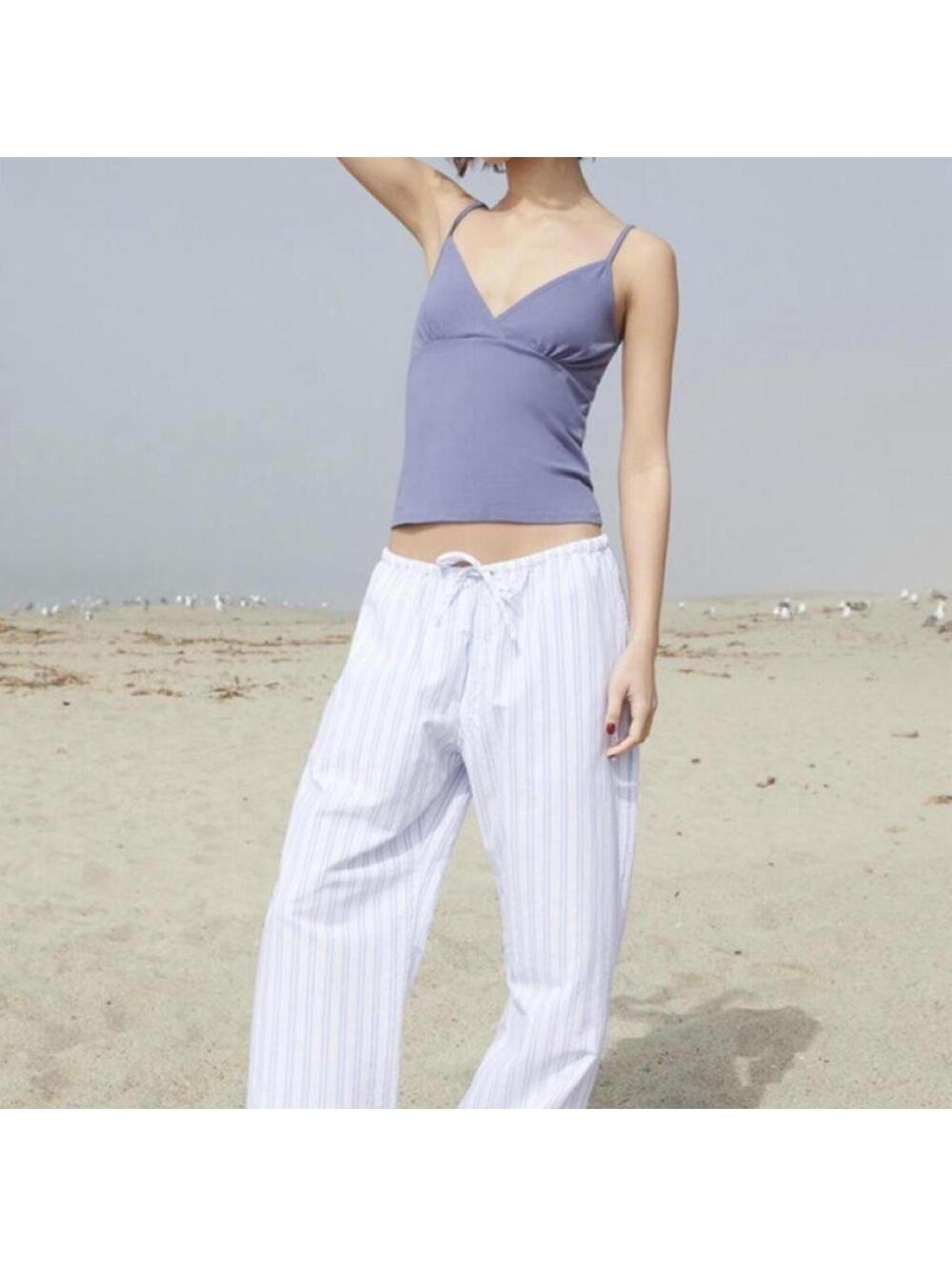 NWT - Brandy Melville / John Galt Anastasia Blue & White Seersucker Stripe Pants